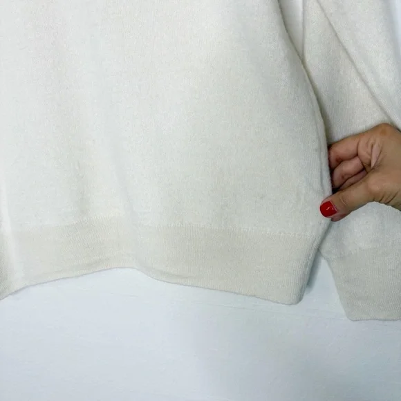 Naadam Essential 100% Cashmere Sweater Cream Color Crewneck Unisex Size Large - Picture 6 of 8